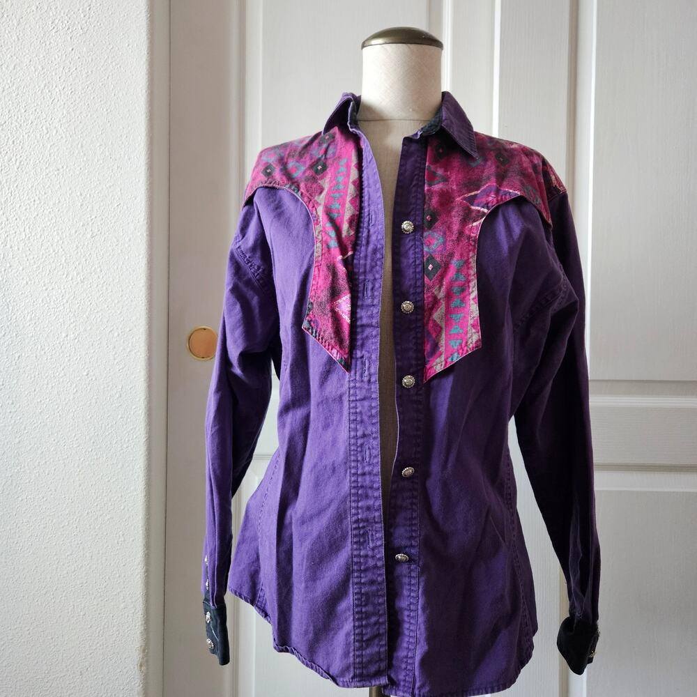 Vintage 90s Wrangler Button Up blouse Medium
